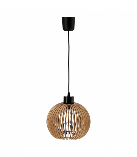 ANAFI 1P E27, lampa wisząca, max. 60W, czarna, drewno Orno Adviti AD-LD-6411BE27D