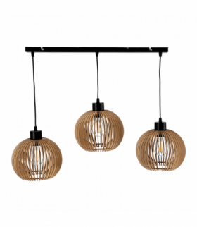 ANAFI 3P E27, lampa wisząca, max. 3x60W, czarna, drewno Orno Adviti AD-LD-6413BE27D