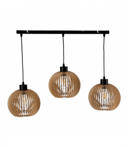 ANAFI 3P E27, lampa wisząca, max. 3x60W, czarna, drewno Orno Adviti AD-LD-6413BE27D