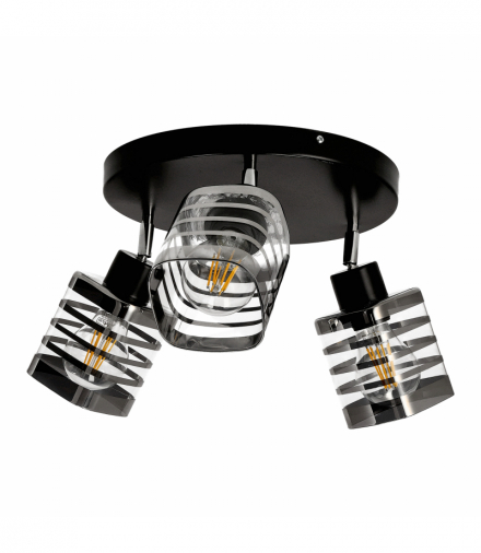 SIENA 3P E27, oprawa ścienno-sufitowa, max. 3x60W, czarna, podstawa okrągła, ruchome głowice lampy, jeden poziom Orno AD-LD-6422BE27SW