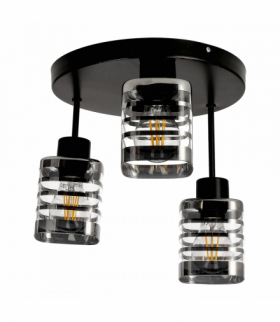 SIENA 3P E27, oprawa ścienno-sufitowa, max. 3x60W, czarna, podstawa okrągła, stałe głowice lampy, różne poziomy Orno AD-LD-6424BE27SW