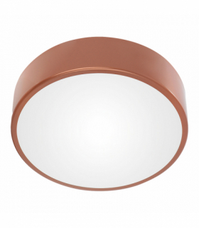 OVO plafon 2xE27 z mikrofalowym czujnikiem ruchu, 2x24W, miedziana stal, klosz szklany matowy, IP20, Ø 300 Orno AD-PL-6284CPE27SMM