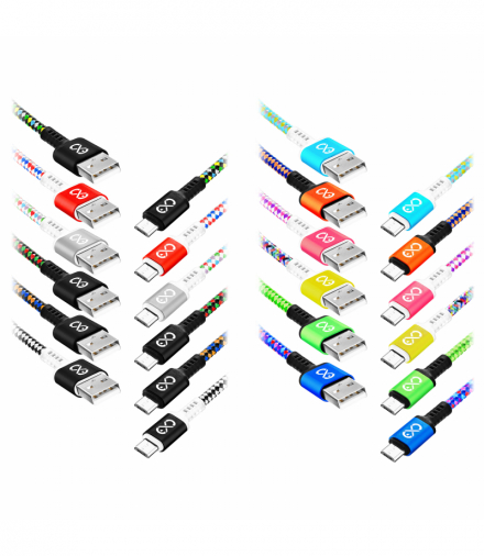 EXC Mobile kabel USB - micro USB DIAMOND, 1.5M, 3A, szybkie ładowanie, kolor mix Orno CABEXCDIAMMUS1.5MIX2