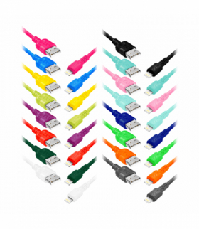 EXC Mobile kabel USB - Lightning WHIPPY, 0.9M, 2.4A, szybkie ładowanie, kolor mix Orno CABEXCWHILIGH0.9MIX2