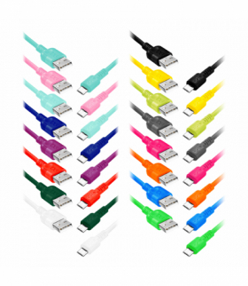 EXC Mobile kabel USB - micro USB WHIPPY, 2M, 3A, szybkie ładowanie, kolor mix Orno CABEXCWHIMUSB2.0MIX2