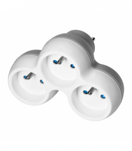 Rozgałęźnik 3x2P+Z, biało-szary Orno OR-AE-13239