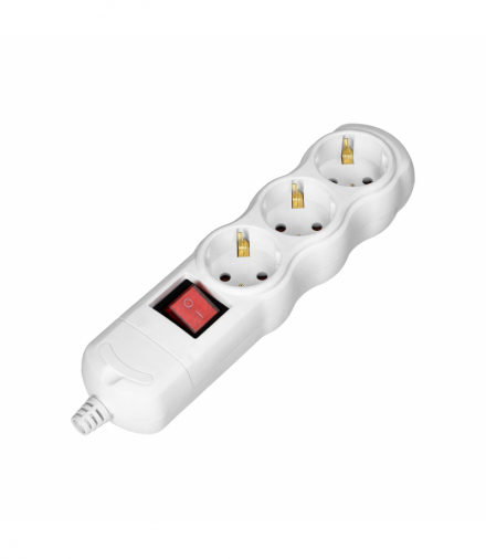 Rozgałęźnik z wyłącznikiem 3x2P+Z Schuko, biały Orno OR-AE-13263(GS)/W