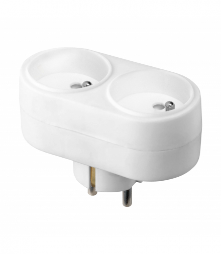 Rozgałęźnik owalny 2x2P+Z French, biały Orno OR-AE-13270/W