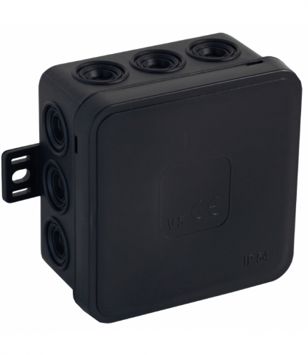 Puszka n/t CLICK, IP54, 12 przepustów, 75x75x41mm, czarna, 66 szt. Orno OR-JB-13802/B/66