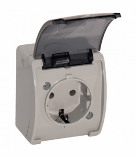 Gniazdo pojedyncze 2P+Z Schuko AQUATIC, IP44, szaro-grafitowe, 10 szt. Orno OR-OE-7105(GS)/GR/10