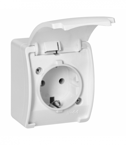 Gniazdo pojedyncze 2P+Z Schuko AQUATIC, IP44, białe Orno OR-OE-7105(GS)/W