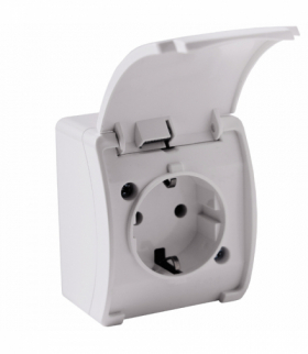 Gniazdo pojedyncze 2P+Z Schuko AQUATIC, IP44, białe, 10 szt. Orno OR-OE-7105(GS)/W/10