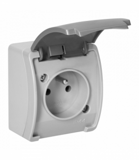 Gniazdo pojedyncze 2P+Z AQUATIC, IP44, szaro-grafitowe Orno OR-OE-7105/GR