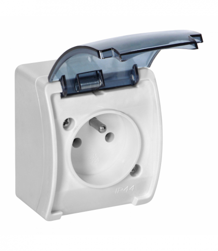 Gniazdo pojedyncze 2P+Z AQUATIC, IP44, białe dymione Orno OR-OE-7105/WT