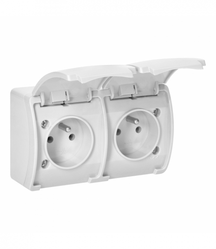 Gniazdo podwójne 2x2P+Z AQUATIC, IP44, białe Orno OR-OE-7106/W