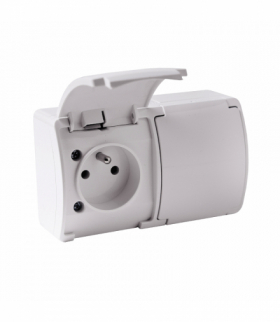 Gniazdo podwójne 2x2P+Z AQUATIC, IP44, białe, 10 szt. Orno OR-OE-7106/W/10