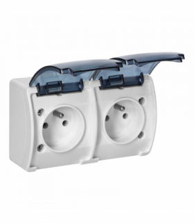 Gniazdo podwójne 2x2P+Z AQUATIC, IP44, białe dymione Orno OR-OE-7106/WT
