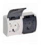 Gniazdo podwójne 2x2P+Z Schuko AQUATIC, IP44, białe dymione Orno OR-OE-7106(GS)/WT