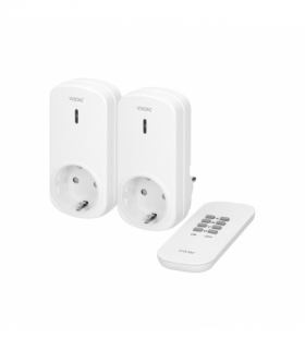 Zestaw bezprzewodowych gniazd sterowanych pilotem 2+1, Schuko Orno RS-4(GS)