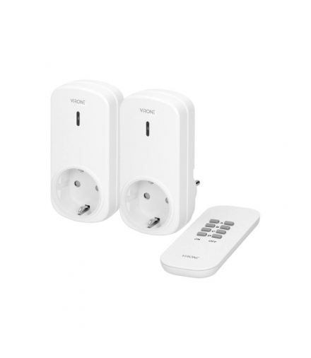 Zestaw bezprzewodowych gniazd sterowanych pilotem 2+1, Schuko Orno RS-4(GS)