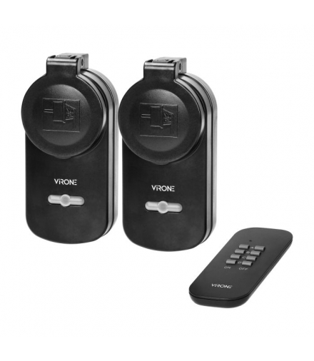 Zestaw bezprzewodowych gniazd sterowanych pilotem 2+1, IP44, Schuko Orno RS-2(GS)