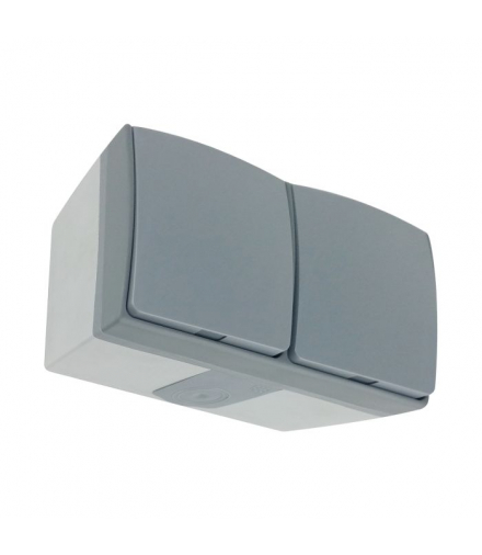 Gniazdo podwójne 2X2P+Z AQUATIC PRO IP 55 szaro-grafitowe Orno OR-OE-7406/GR