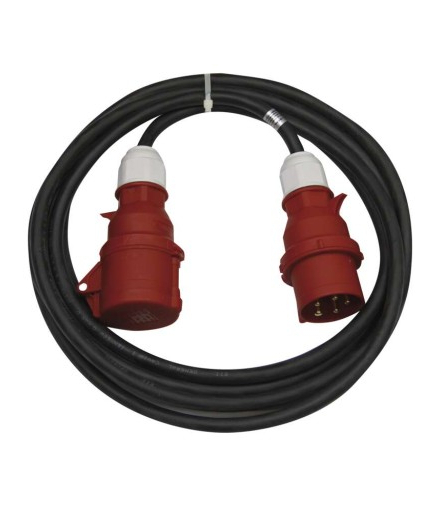 Przedłużacz 3-fazowy ogrodowy 20 m / 1 gniazdo / czarny / guma / 400 V / 2,5 mm2 EMOS PM0904