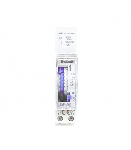 ZEGAR STERUJĄCY ANALOGOWY SYN 160 E ELEKTROMECHANICZNY, 24H/15MIN, LED MAX. 300W, PRZEŁĄCZNIK ON/AUTO/OFF TH-1600087 THEBEN