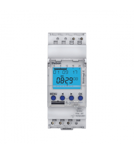 ZEGAR STERUJĄCY CYFROWY TR 610 TOP3 E 7DNI/1MIN, Z REZERWĄ CHODU, 56 MIEJSC PAMIĘCI, LED MAX. 600W TH-6100087 THEBEN