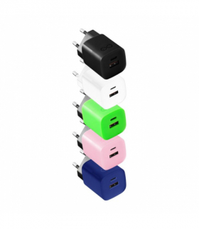 Ładowarka sieciowa eXc CUBE, 2xUSB (typ A+C), 33W, szybkie ładowanie, kolor mix Orno ACCEXCCUBE1UPD33MIX