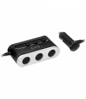 EXC Mobile rozdzielacz samochodowy SHARE, 3xGZ + 2xUSB-A, czarno-srebrny Orno CPHEXCSHARE2U3CSBKSI