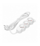 Przedłużacz 3-krotny 2P+Z, 3m H05VV-F 3x1,5mm2, Imax 16A, płaska wtyczka, biały Orno ES-4/W/3