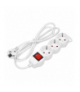 Przedłużacz 3-krotny 2P+Z (Schuko) z wyłącznikiem, 1,5m H05VV-F 3x1,5mm2, Imax 16A, płaska wtyczka, biały Orno ES-5(GS)/W/1,5