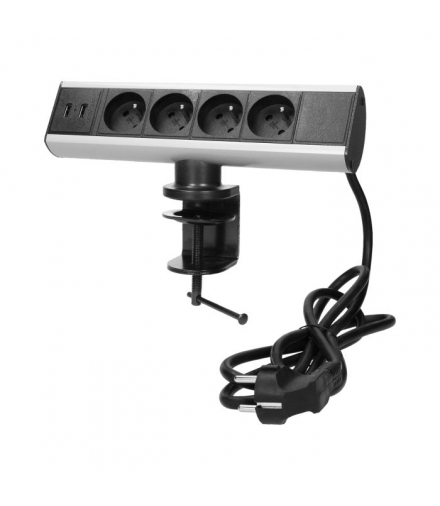 Gniazdo meblowe z uchwytem montażowym, ładowarką USB i przewodem 1,8m, 4x2P+Z, 2xUSB Orno FS-8