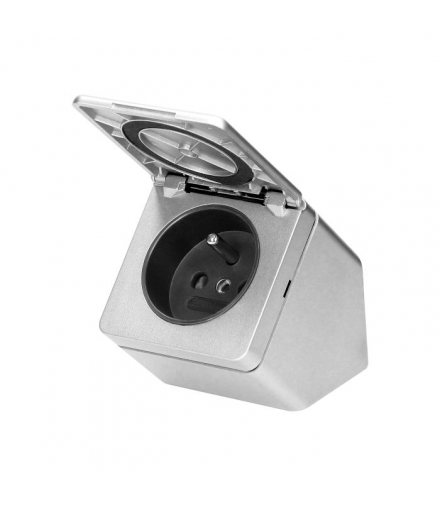 Hermetyczne gniazdo podszafkowe z klapką, IP44, 1x2P+Z, srebrne Orno FS-9