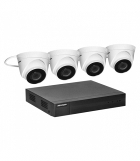 HIKVISION IPKIT-T4-4CH zestaw monitoringu z 4 kopułkowymi kamerami IP-CAM-T240H oraz 4-kanałowym rejestratorem NVR-4CH, rozdzielczość 4Mpx, zasilanie PoE