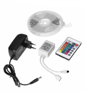 Zestaw taśma LED 12V 100 30L 7.2W/m IP20 RGB 5m + Sterownik RGB + Zasilacz 12V Orno LD-8/5M/RGB/SET
