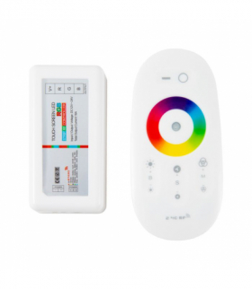 Bezprzewodowy sterownik radiowy (RF) do taśm RGB (wielokolorowych taśm oświetleniowych LED) z pilotem w kolorze białym Orno LH-8/5