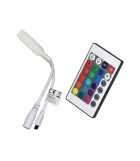 Bezprzewodowy sterownik do taśm RGB (wielokolorowych taśm oświetleniowych LED) z pilotem 24 przyciskowym Orno LH-8/7