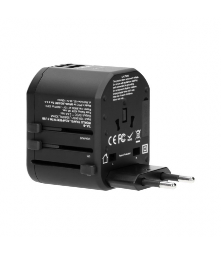 Podróżny adapter do gniazdek Go World USA/UK/EURO/AUS (USB 5V,2,4A)