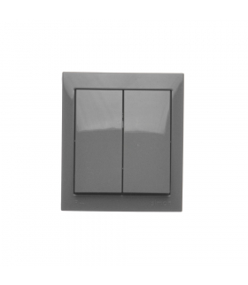 Łącznik schodowy podwójny podświetlany bez piktogramu szary 10AX ACW6/2L/X/16 AquaClick