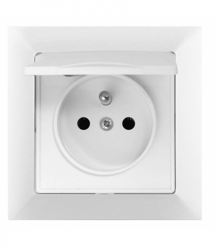 PREMIUM ZA-16 CV - Gniazdo wtyczkowe pojedyncze 2P+Z z klapką bryzgoodporne Greenlux GXKP037