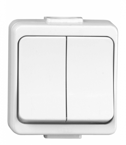 JANTAR VP-5 - Wyłącznik 2-klawiszowy świecznikowy bryzgoodporny Greenlux GXNP002