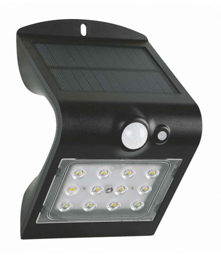 FOX SOLAR PIR 12LED B NW 44/220lm - Kinkiet LED elewacyjny SOLAR Greenlux GXSO005