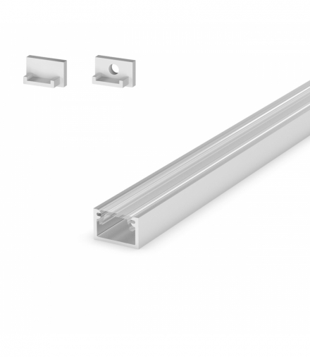 SET-PROFIL (E2) SR/CL 2m - Zestaw profil, klosz, zaślepki Greenlux GXLP911