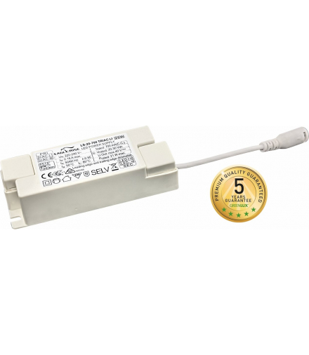 DRIVER TRIAC 20W 700mA (2/2) - Zasilacz LED (komponent oprawy oświetl.) Greenlux GXOS345