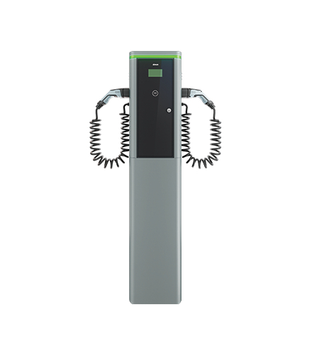 Stacja ładowania pojazdów elektrycznych, wolnostojąca, IP54, IK10, 7,4kW-14,8kW, 230-400V, 1F 32 A, 2x kabel spiralny T2, 4m, Ethernet RS485 modem 4G Simon 0621233-100