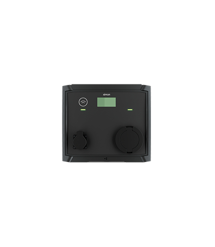 Stacja ładowania pojazdów elektrycznych, naścienna, IP54, IK10, 7,4kW-7,4kW, 230-400V, 1F 32 A, gniazdo Schuko + gniazdo T2, Ethernet RS485 (multipoint), RDC + nadprądowy Simon 0640341-100