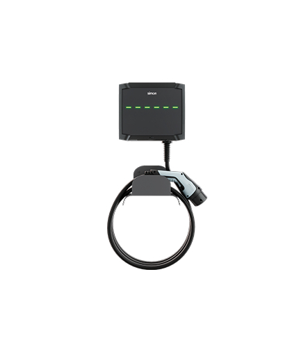 Stacja ładowania pojazdów elektrycznych, naścienna, IP54, IK10, 7,4kW-7,4kW, 230-400V, 1F 32 A, kabel prosty T2, 5m, RS485 (multipoint), RDC + nadprądowy Simon 0650042-100