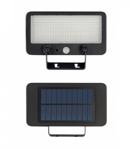 Solarny naświetlacz LED SUNSLIM SOLAR 5W 550LM z sensosem, IP65, biały neutralny POLAMP POL-LED-SUNSLIM-FL-5W-NW-S